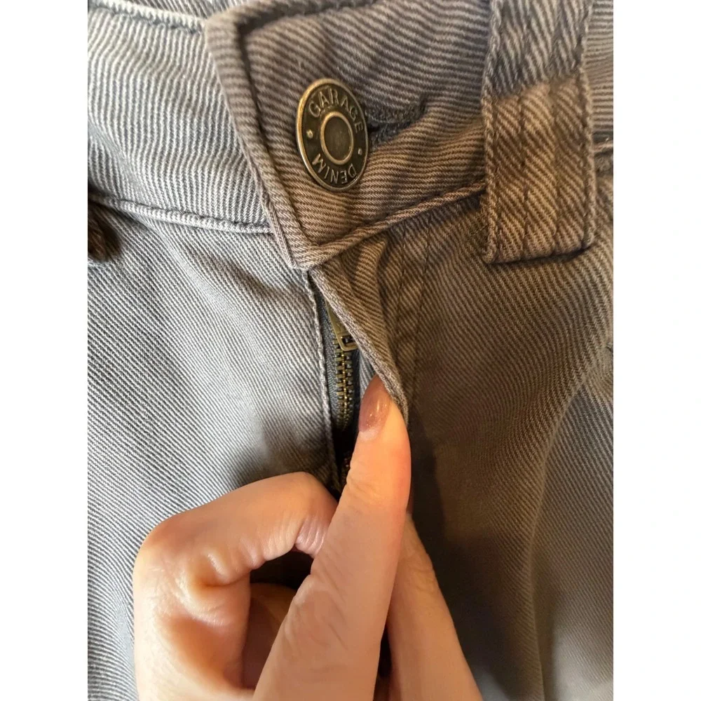 Garage Cargo Pants Women 00 Grey Utility Straight Leg Streetwear Grunge Punk Y2K